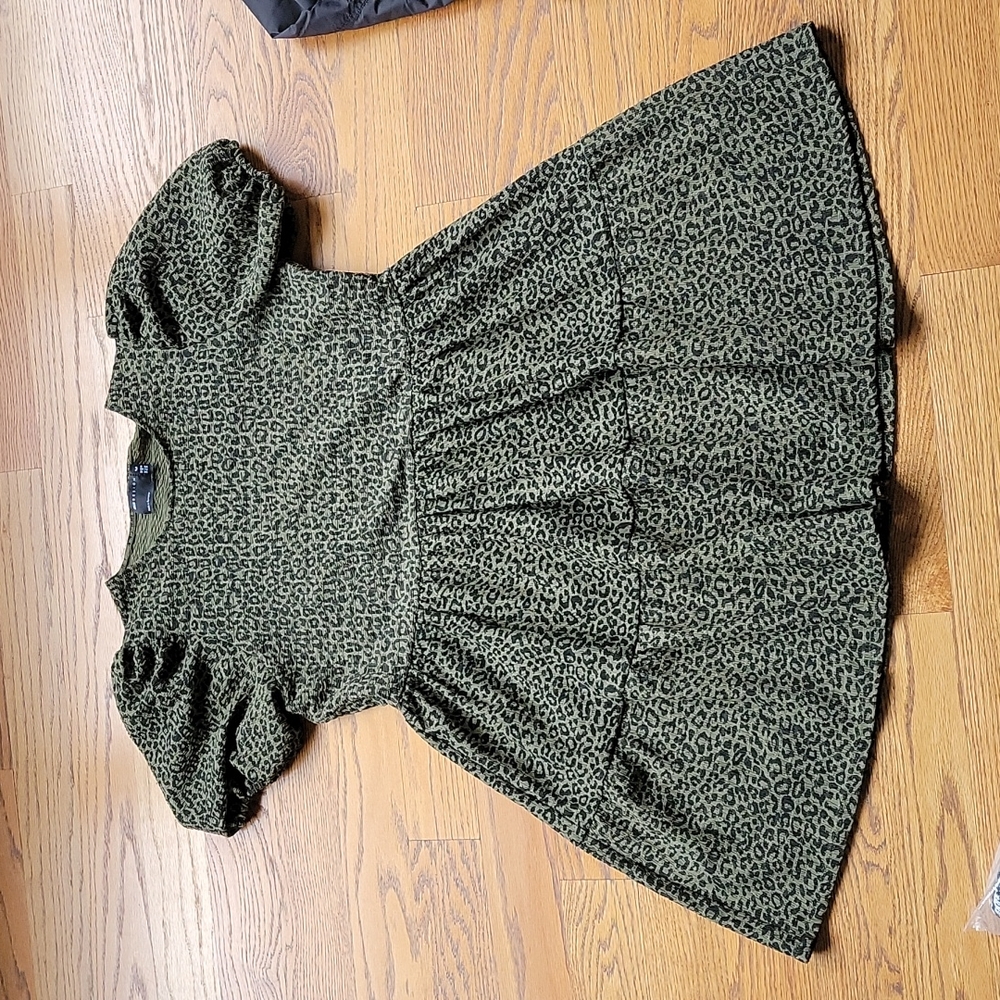 ASOS Design Tall women's dress olive green and black animal print. US size 8.